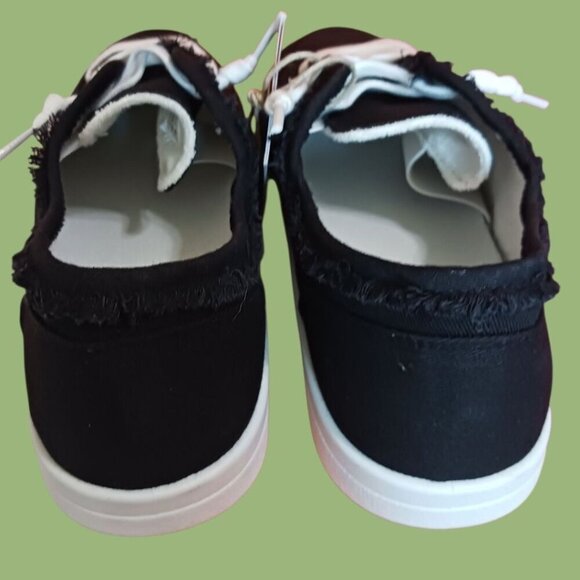STQ Womens Black/Wht Canvas Slip-On Sneakers Size 8.5 - Picture 2 of 16